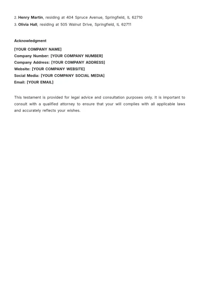 Free Testament Sample Template to Edit Online