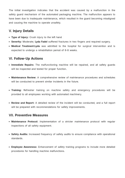 Free Incident Report Template to Edit Online