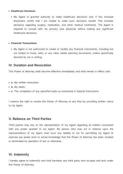 Free Legal Power of Attorney Template to Edit Online