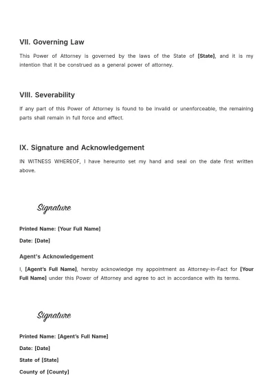 Free Legal Power of Attorney Template to Edit Online