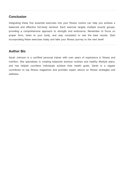 Free Fitness Magazine Article  Template to Edit Online