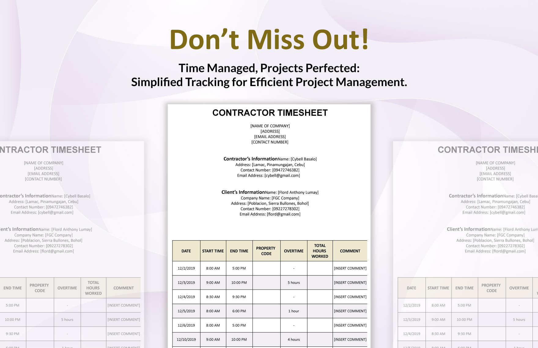 Contractor Time Sheet Template