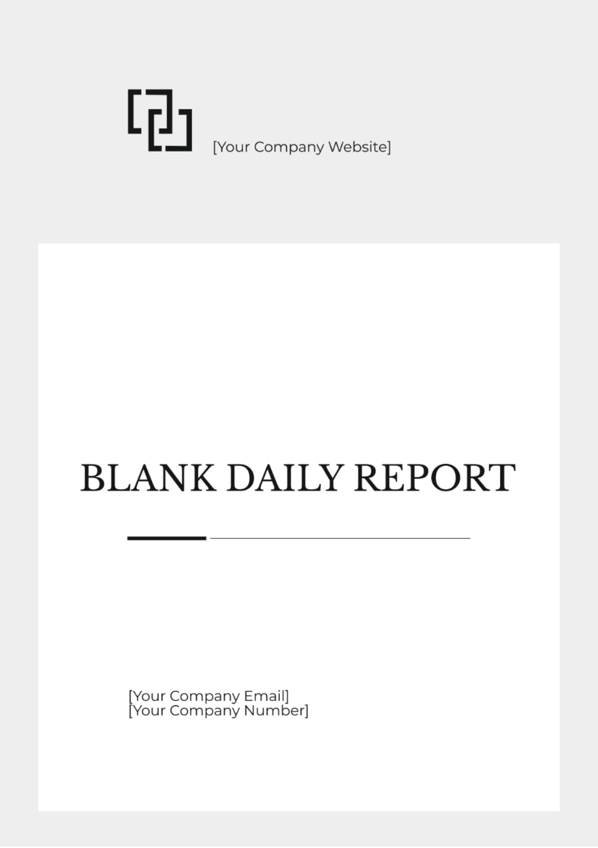 Blank Daily Report Template