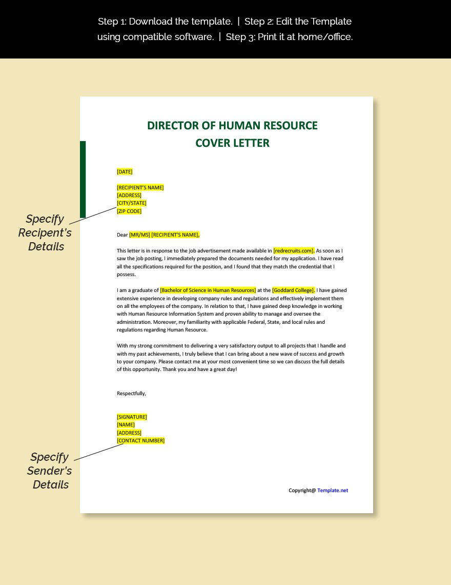 Director of Human Resources Cover Letter