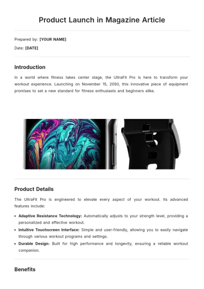 Free Product Launch in Magazine Article Template to Edit Online