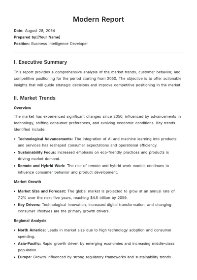 Free Modern Report Template to Edit Online