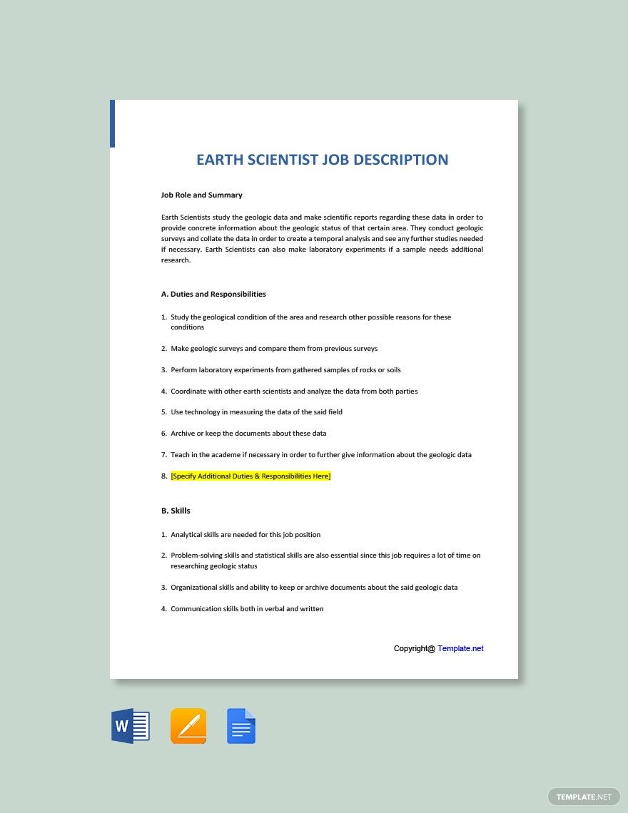Free Medical Laboratory Scientist Job Ad Description Template Google 