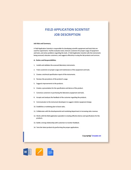 Field Application Scientist Job Description