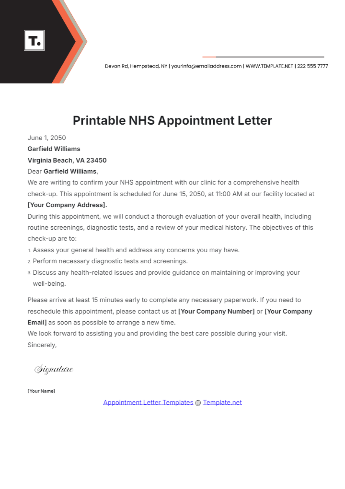 Free Printable NHS Appointment Letter Template - Edit Online & Download ...