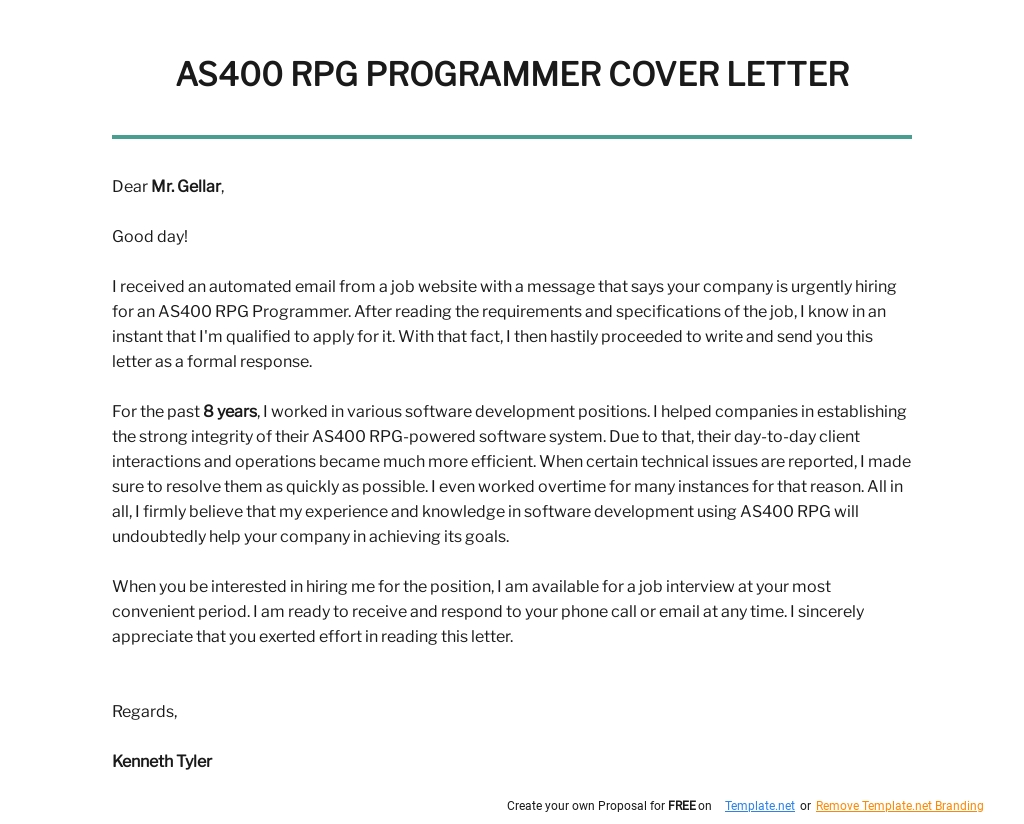 Free AS400 RPG Programmer Cover Letter Template.jpe