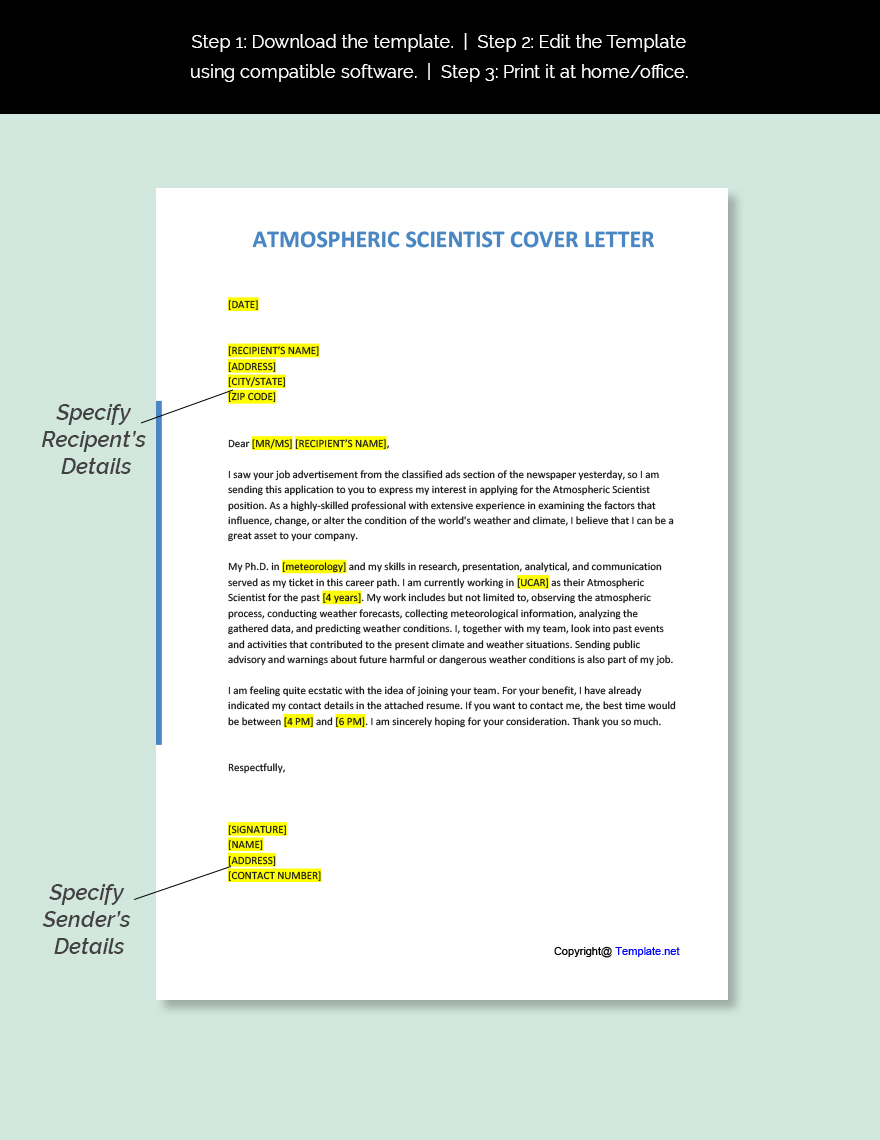 Atmospheric Scientist Cover Letter