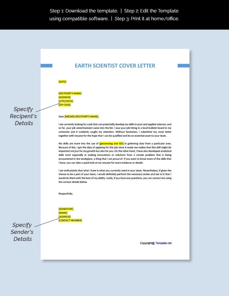 Earth Scientist Cover Letter