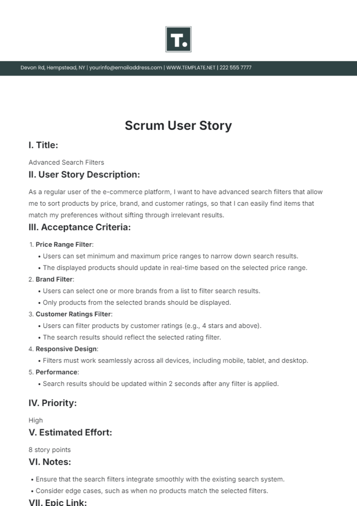 Scrum User Story Template - Edit Online & Download