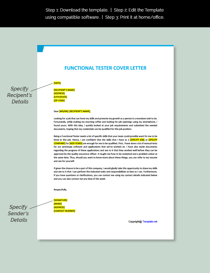 Functional Tester Cover Letter