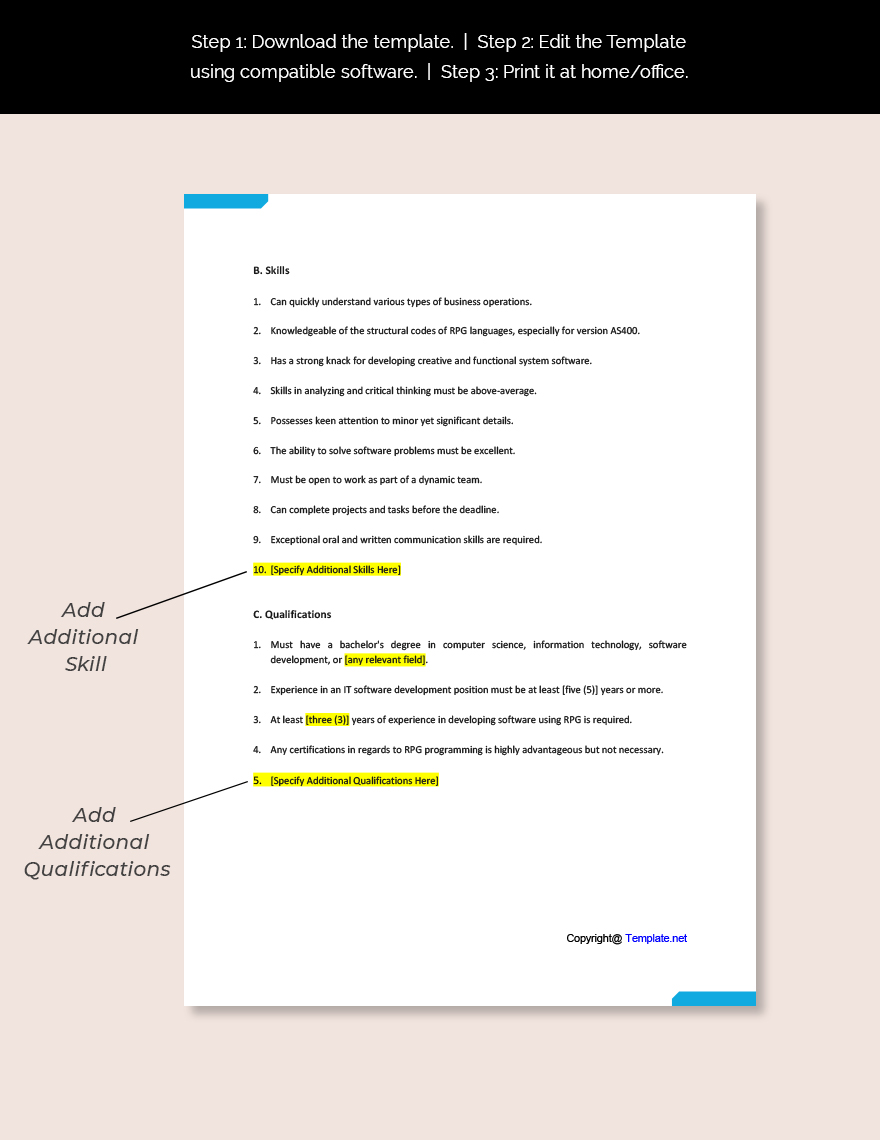 Free AS400 RPG Programmer Job Description Google Docs Word Apple 