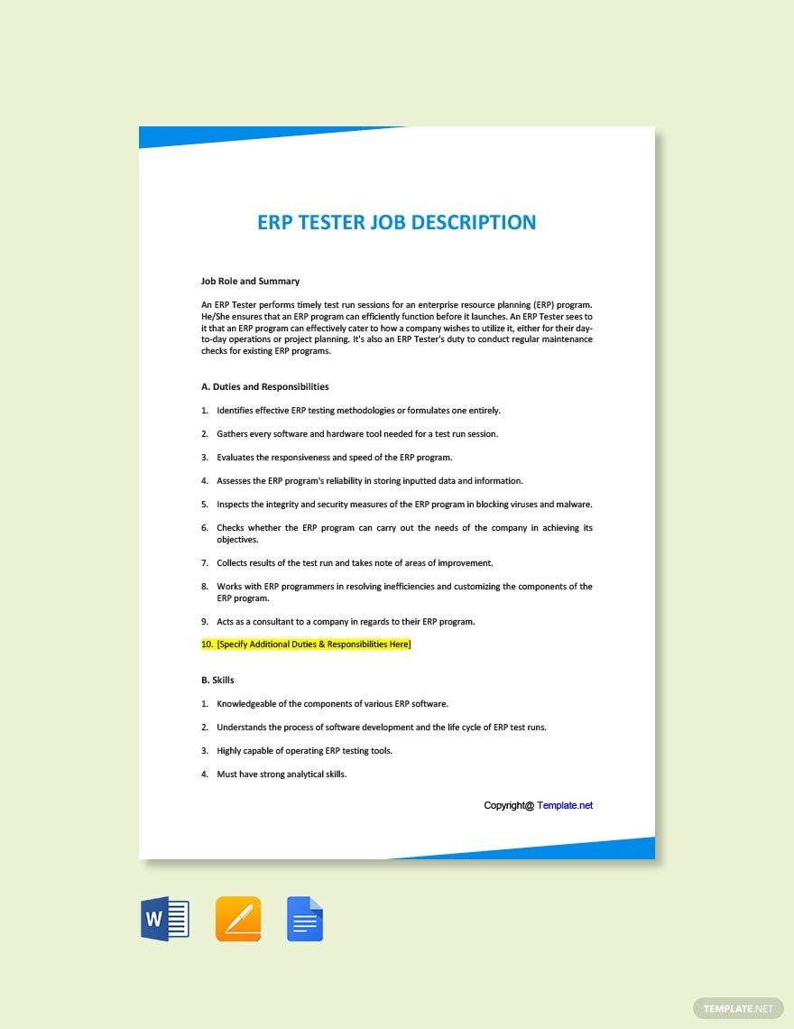 FREE Tester Word Template Download