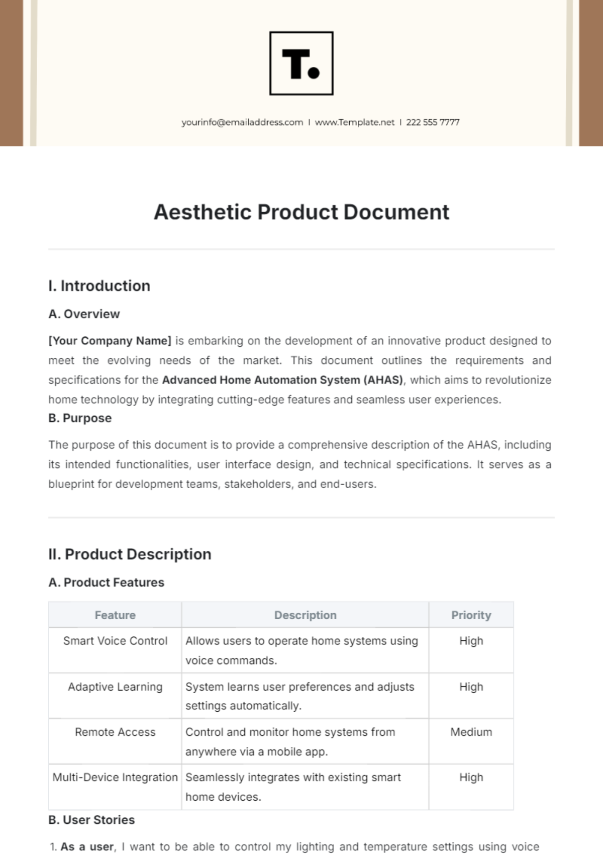 Aesthetic Product Document Template - Edit Online & Download