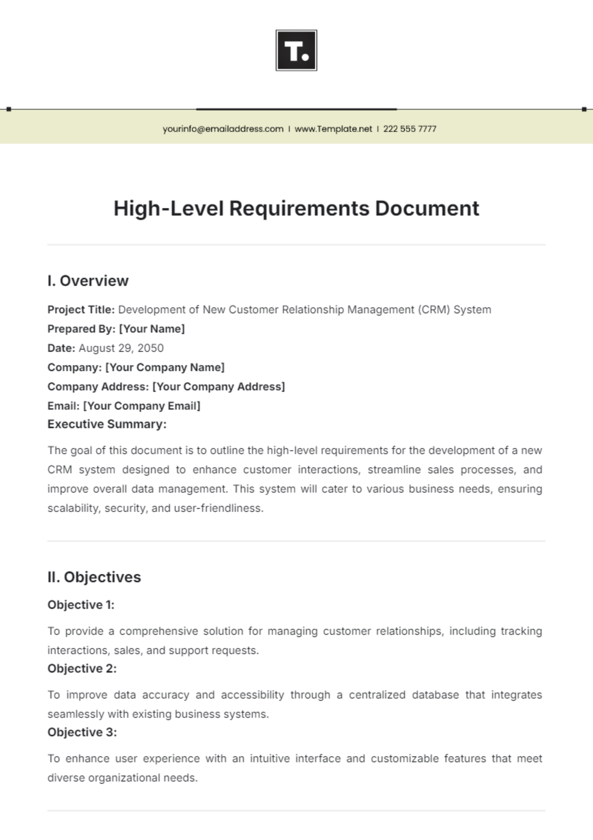 High-Level Requirements Document Template - Edit Online & Download