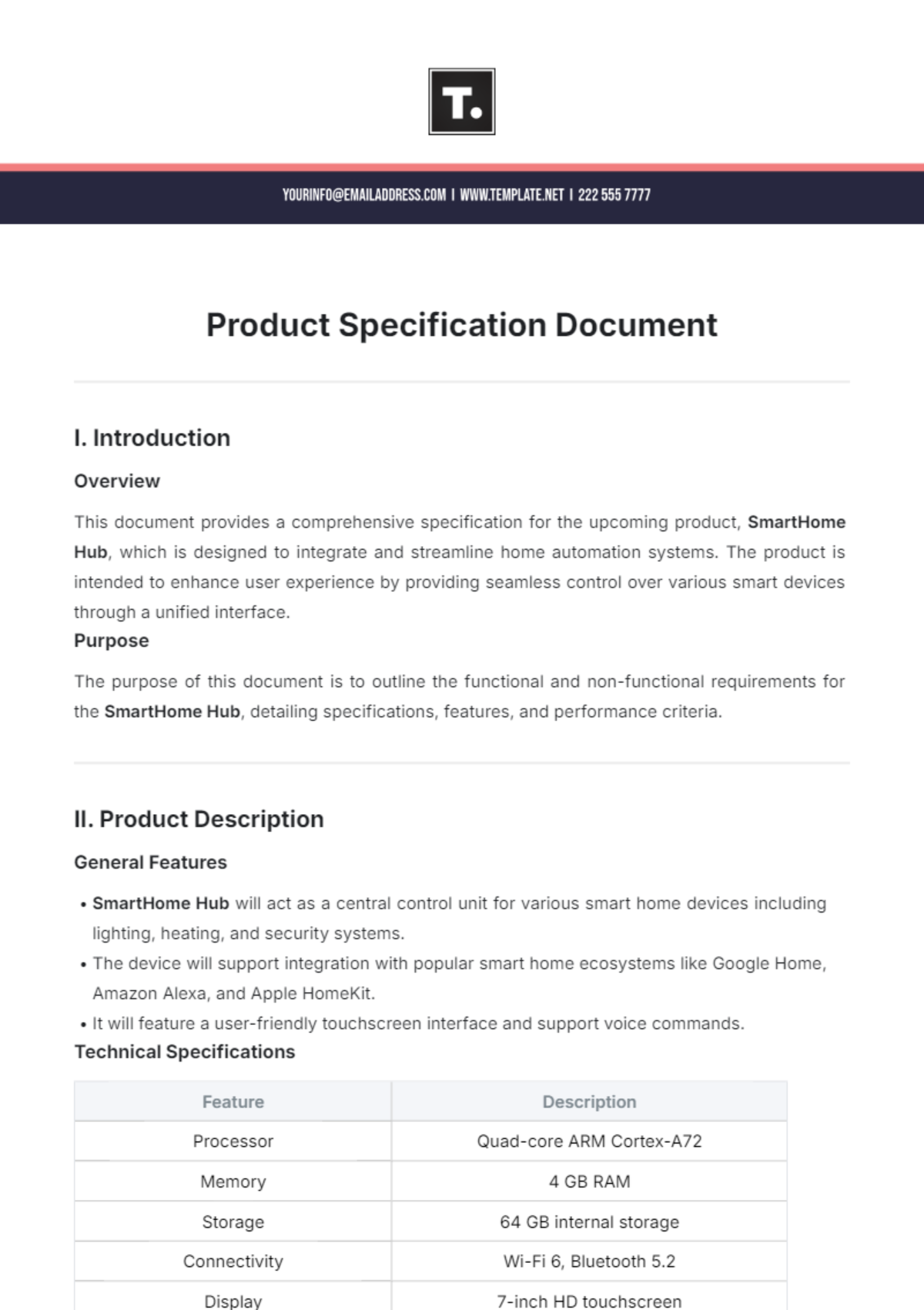 Product Specification Document Template - Edit Online & Download