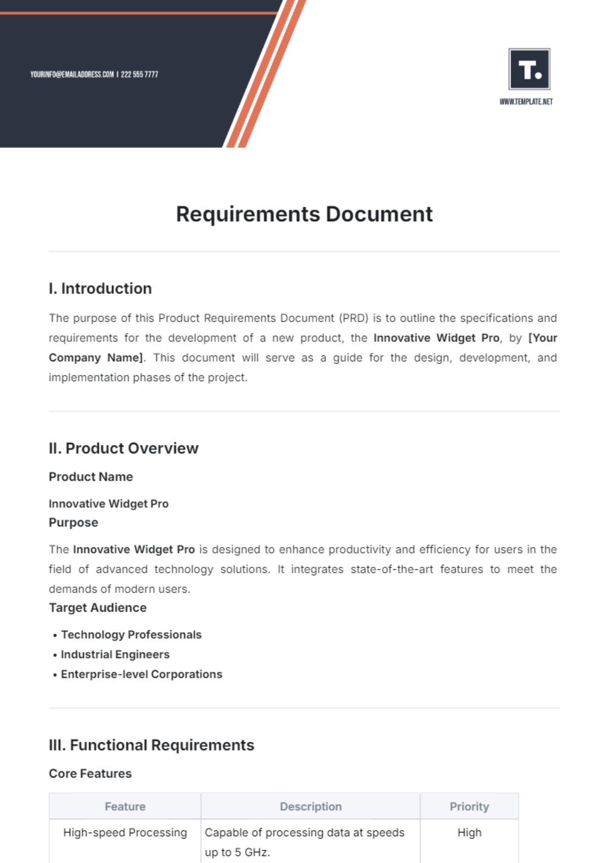 Requirements Document Template - Edit Online & Download