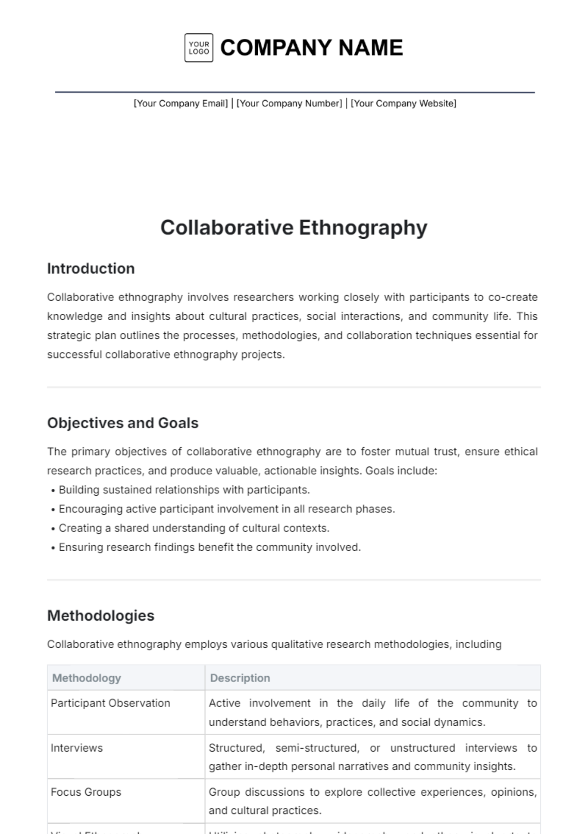 Collaborative Ethnography Template - Edit Online & Download