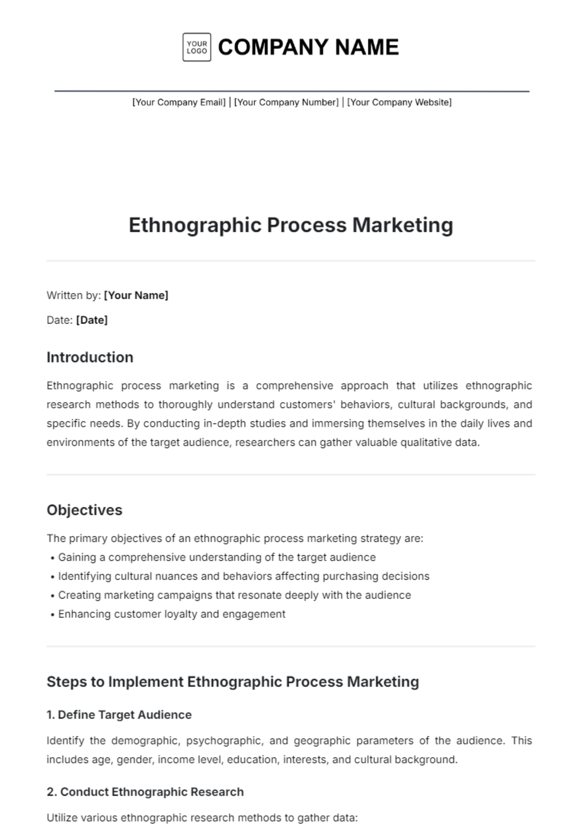 Ethnographic Process Marketing Template - Edit Online & Download