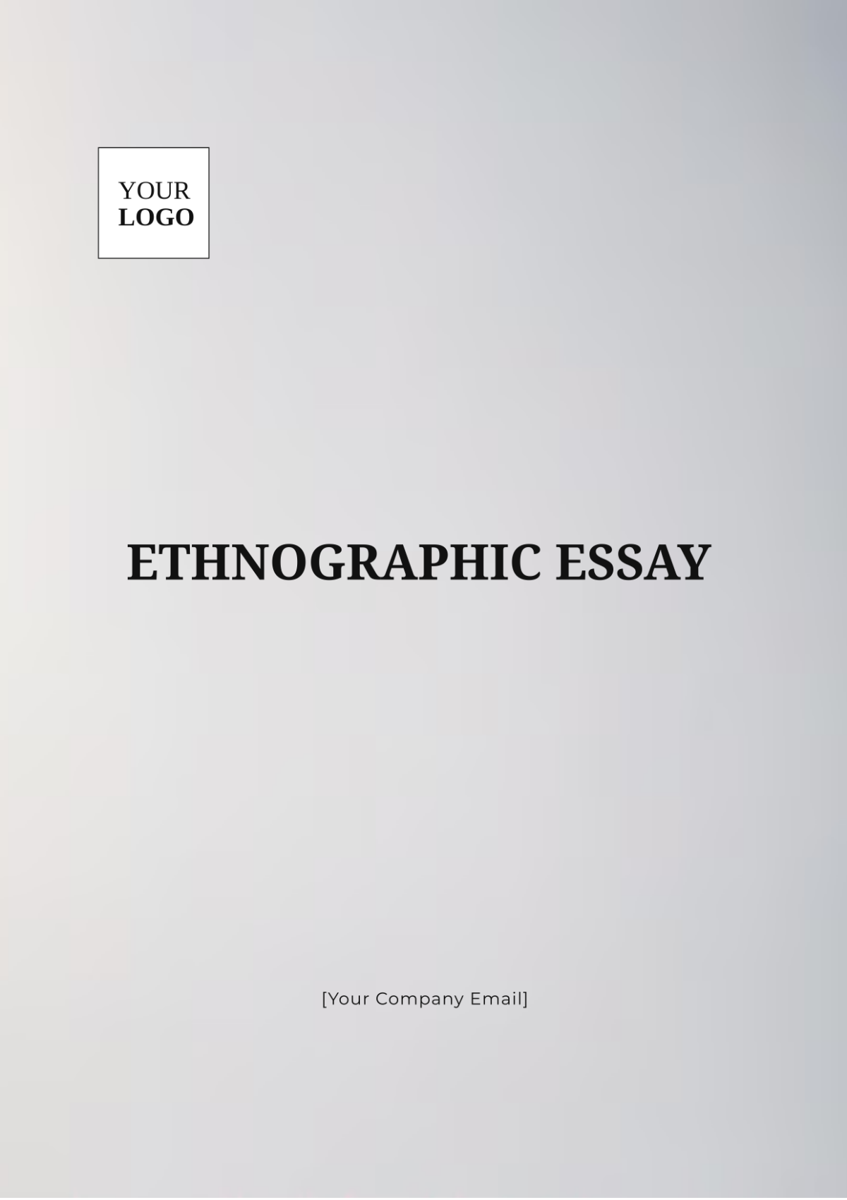 Ethnographic Essay Template