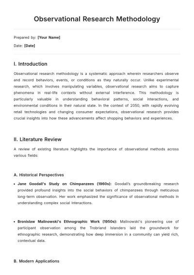 Free Observational Research Methodology Template to Edit Online