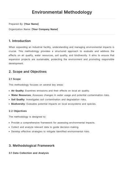 Free Environmental Methodology Template to Edit Online