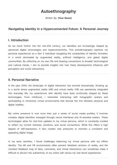 Free Autoethnography Template to Edit Online