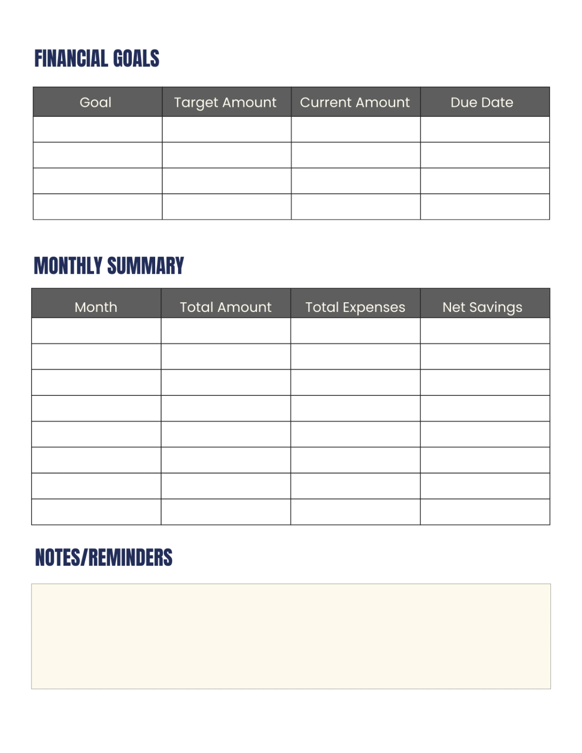 Free Accounting Finance Planner Template to Edit Online