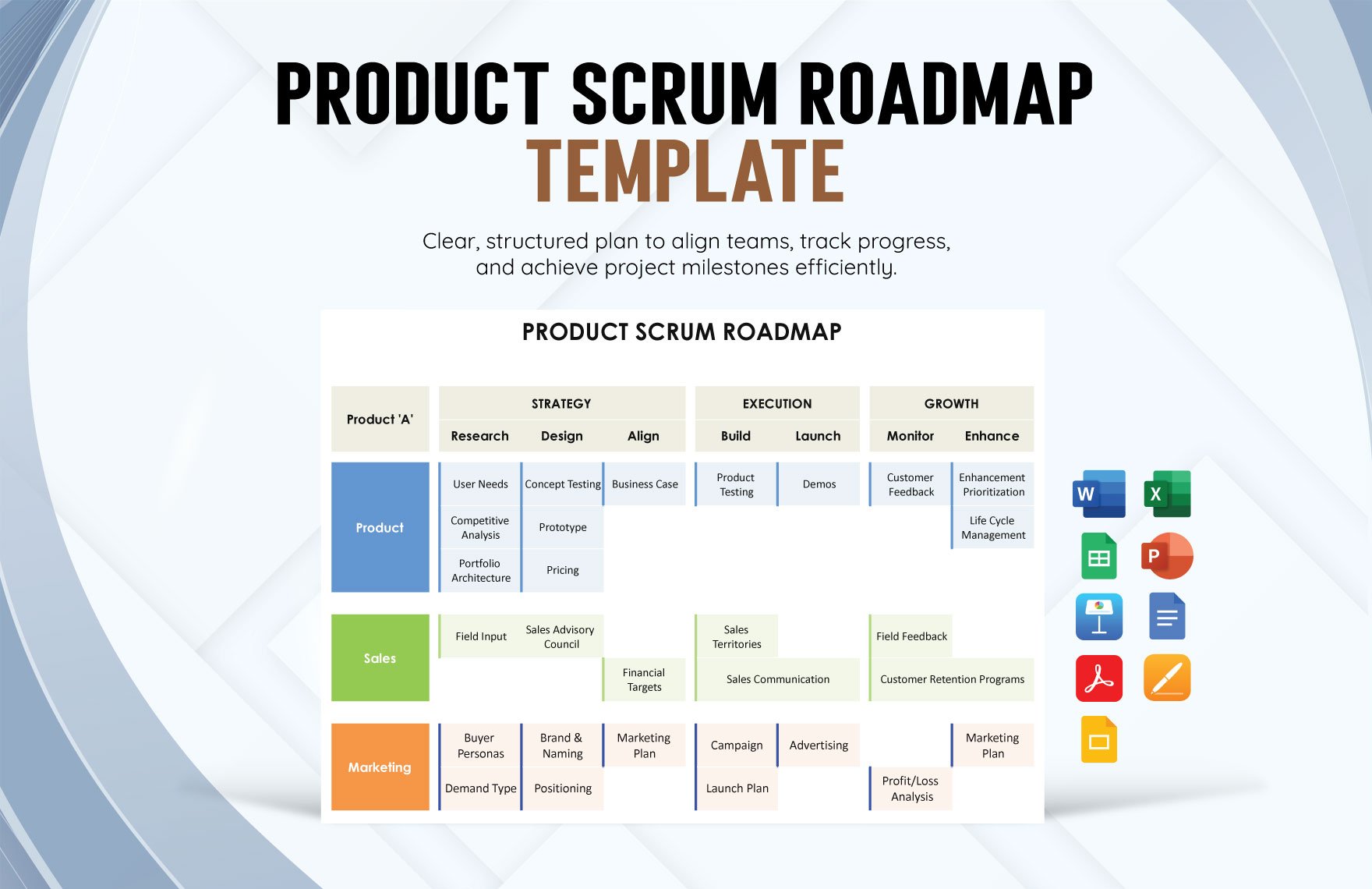 Free Product Scrum Roadmap Template in Word, Google Docs, Excel, PDF, Google Sheets, Apple Pages, PowerPoint, Google Slides, Apple Keynote