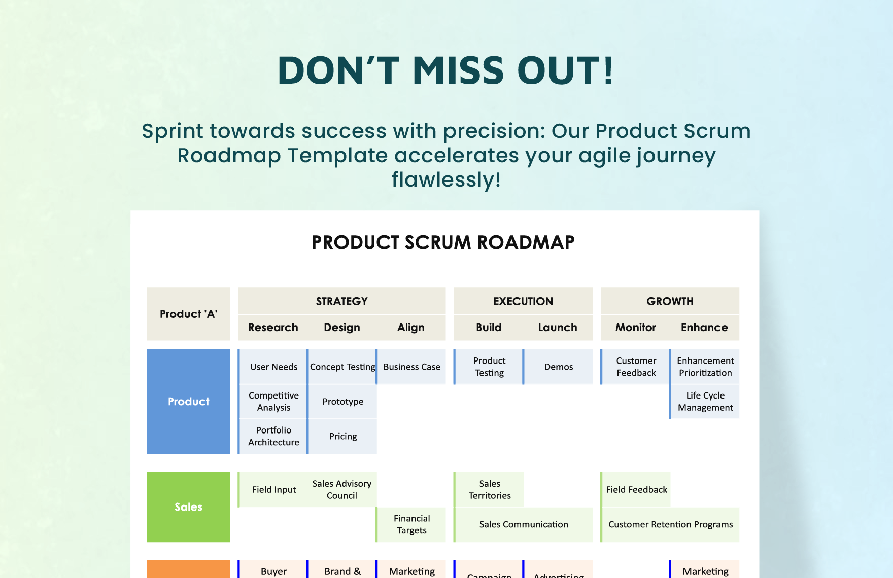 Product Scrum Roadmap Template