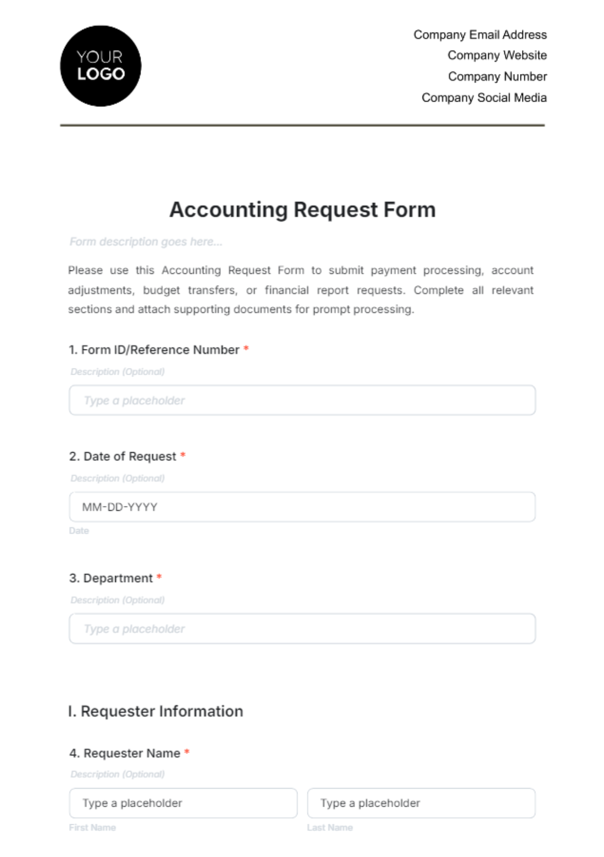 Accounting Request Form Template - Edit Online & Download