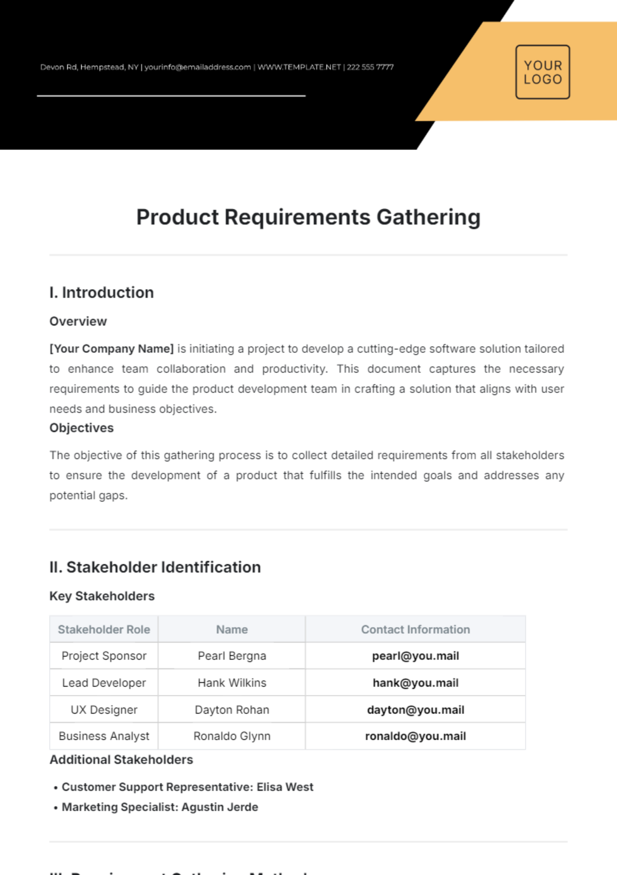 Product Requirements Gathering Template - Edit Online & Download