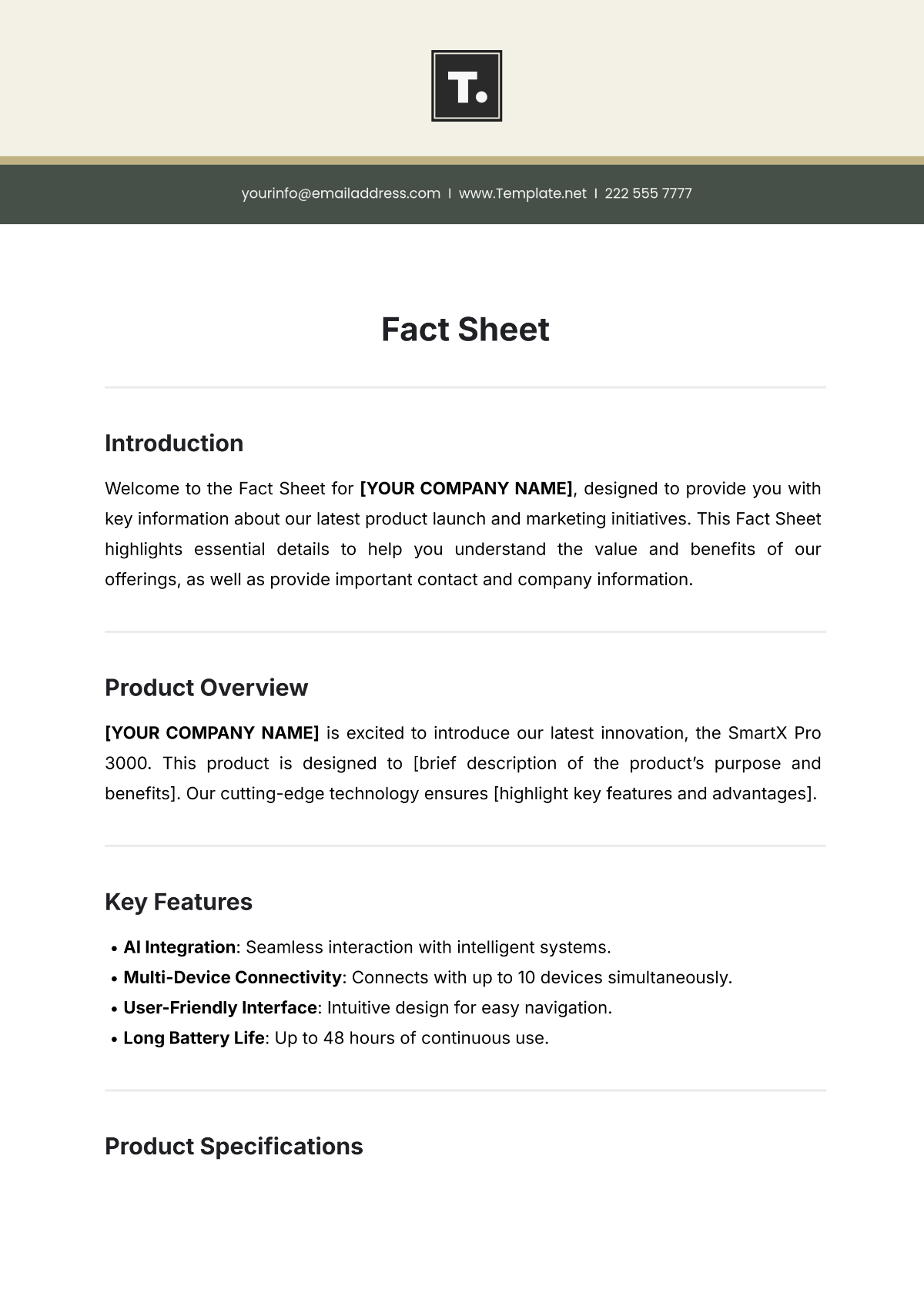 Free Simple Product Information Sheet Template To Edit Online