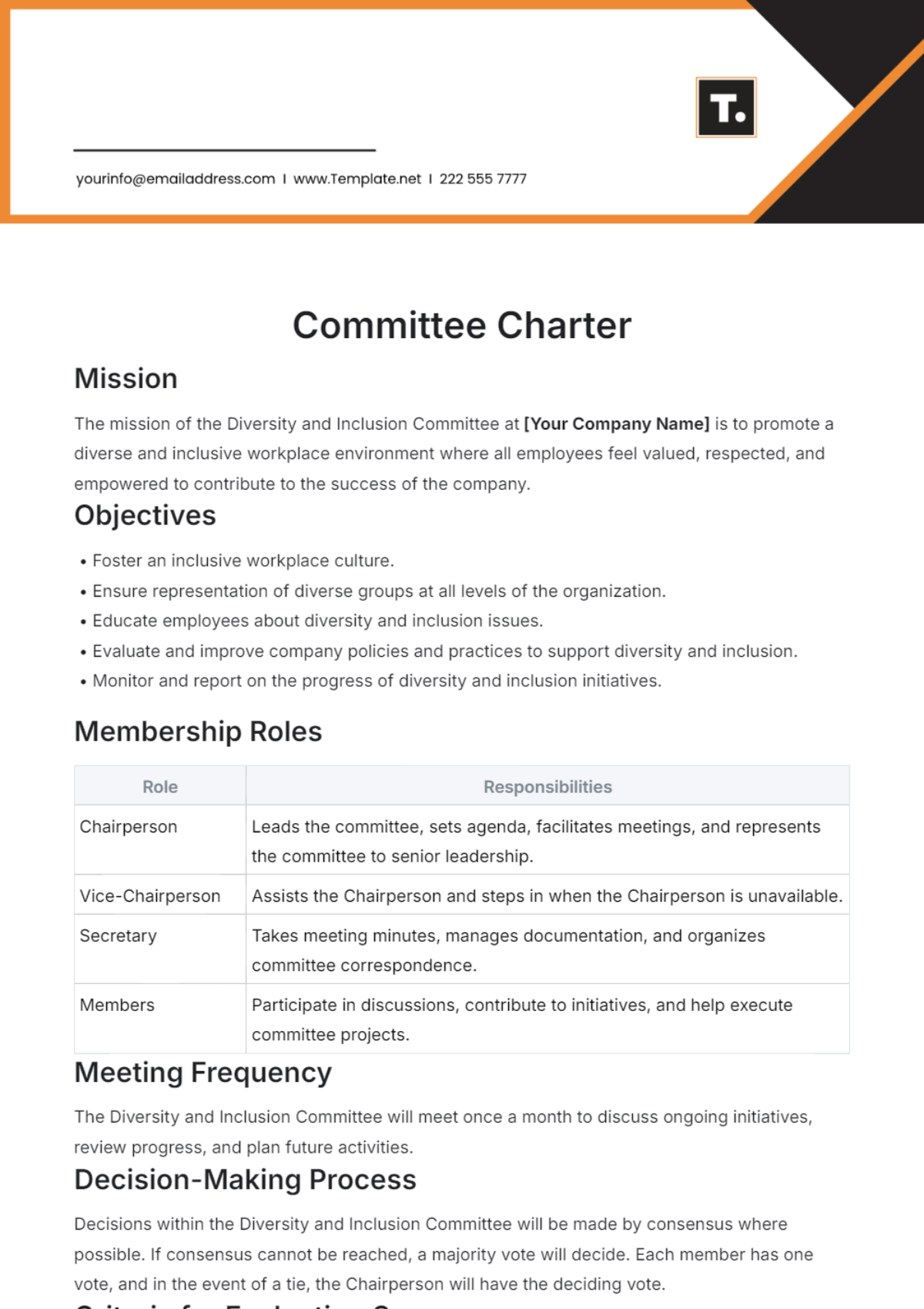 Free Aesthetic Committee Charter Template - Edit Online & Download ...