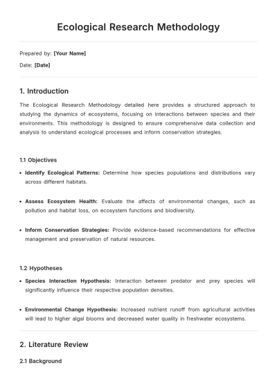 Free Ecological Research Methodology Template to Edit Online