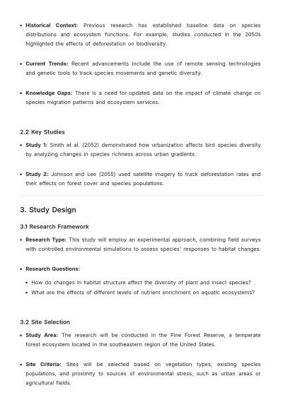 Free Ecological Research Methodology Template to Edit Online