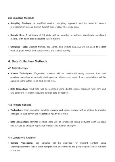 Free Ecological Research Methodology Template to Edit Online