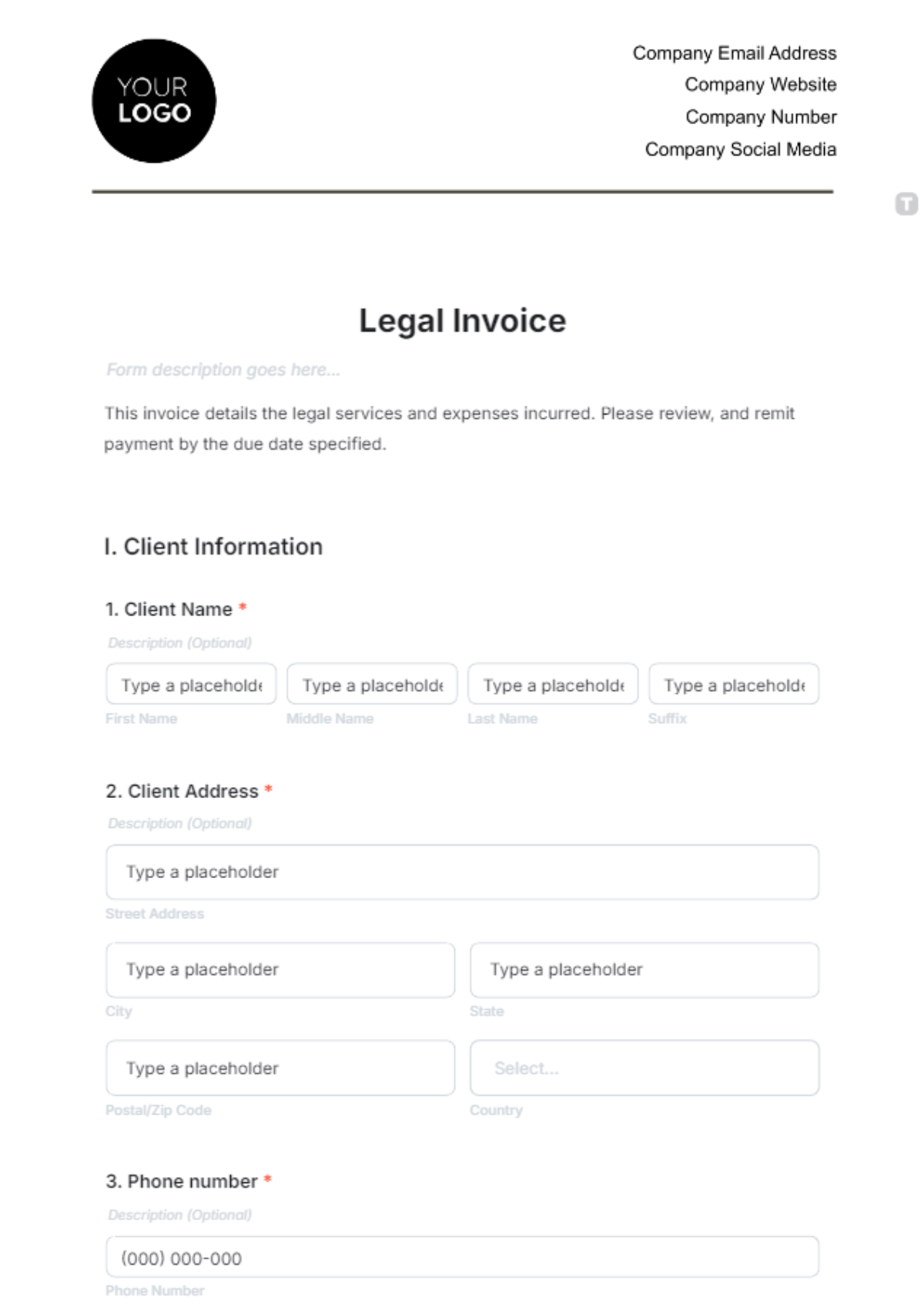 Legal Invoice Template