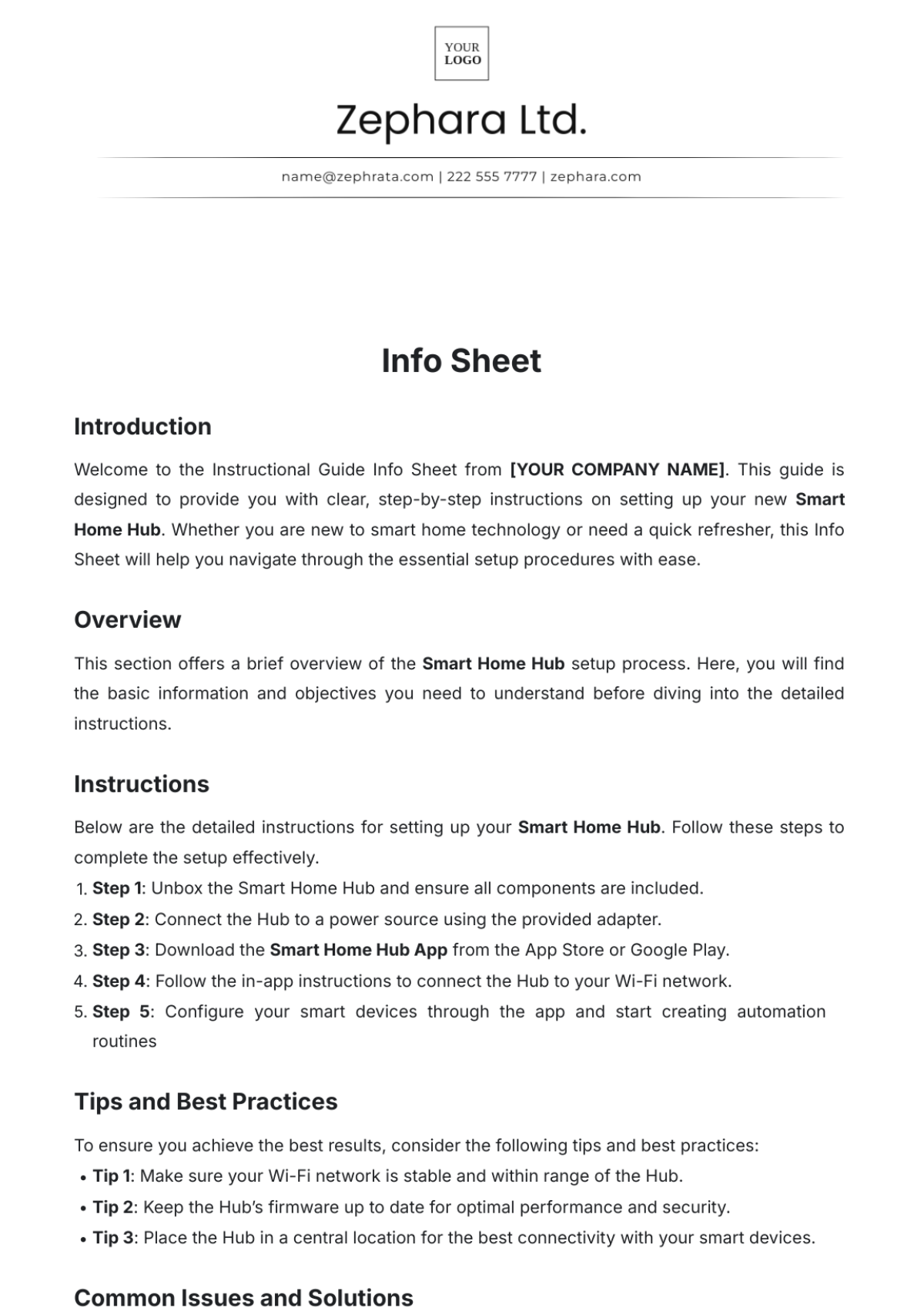 Info Sheet Template