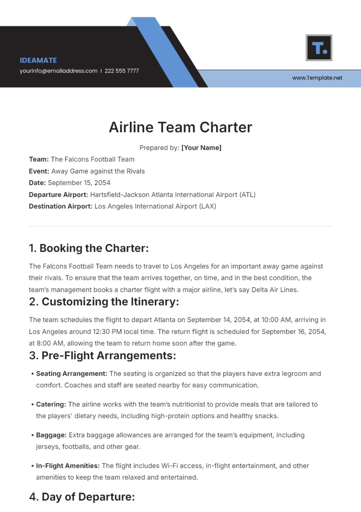 Airline Team Charter Template