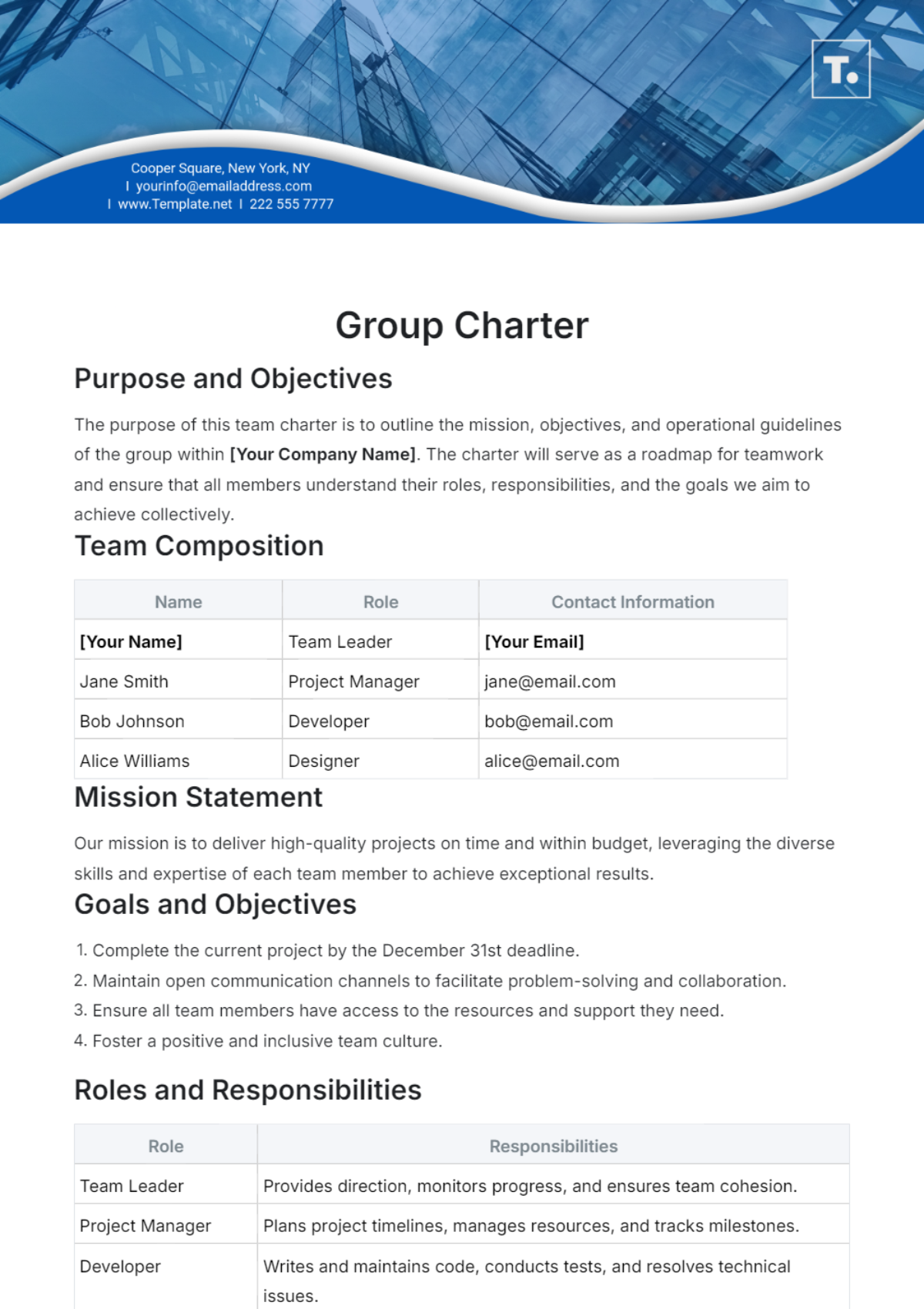 Group Charter Template