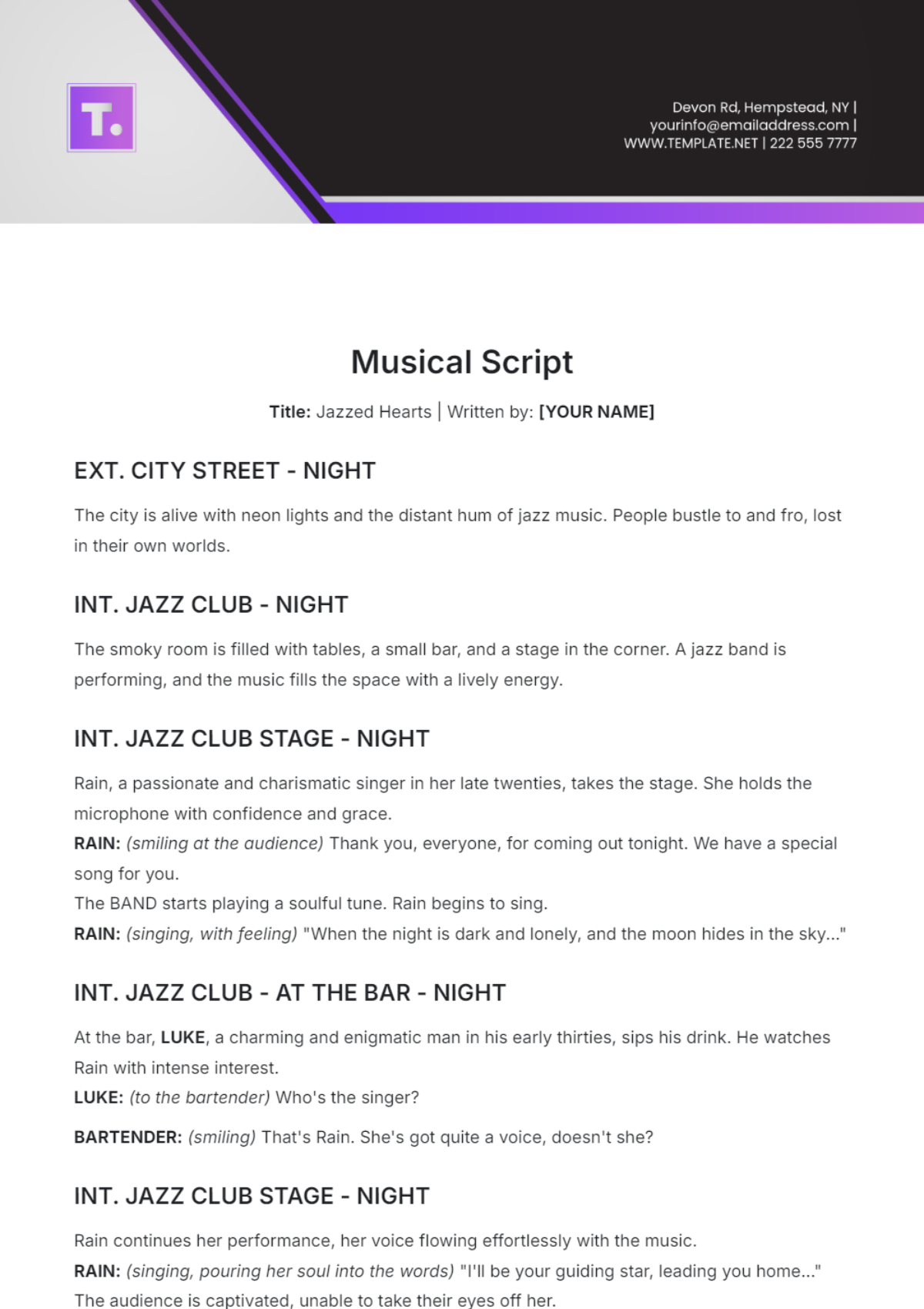 Musical Script Template - Edit Online & Download