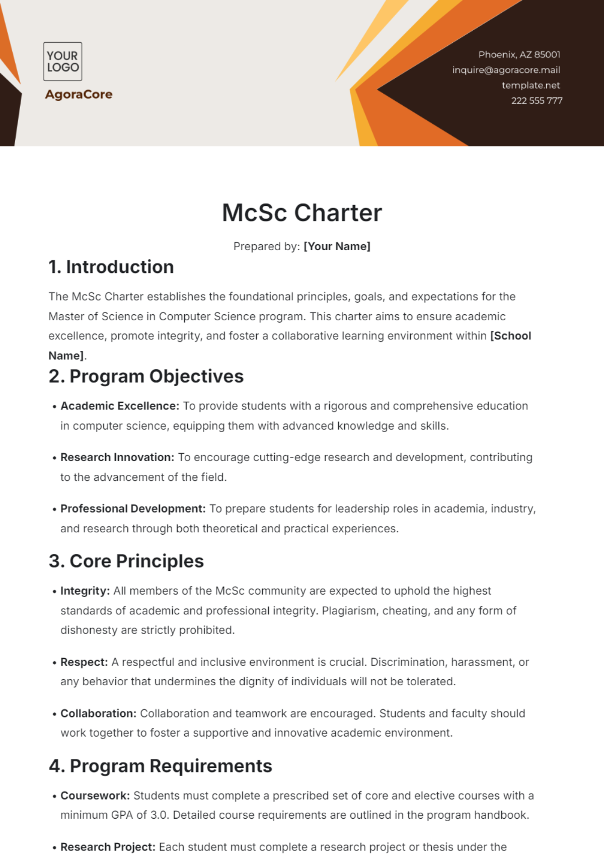 McSc Charter Template