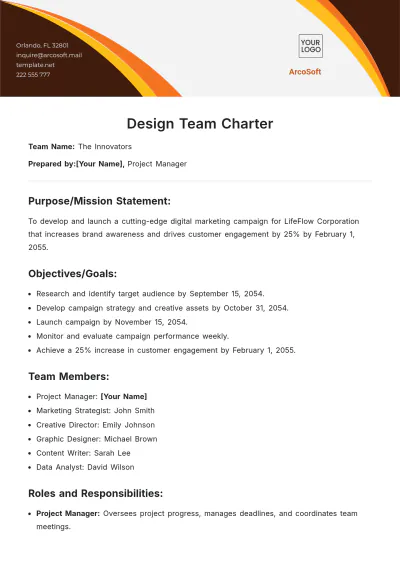 Free Design Team Charter Template to Edit Online