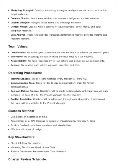 Free Design Team Charter Template to Edit Online