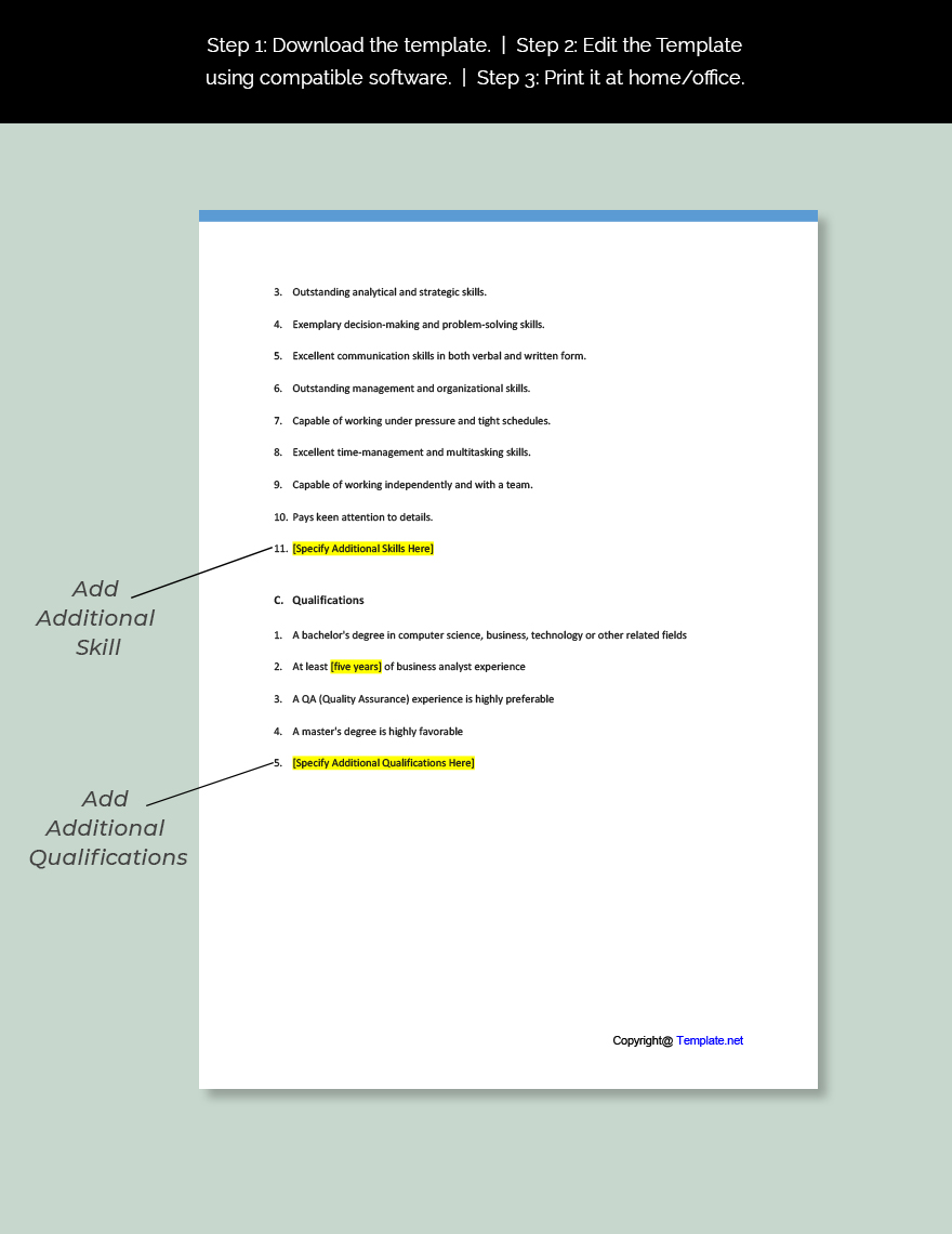 Free Business Analyst Project Manager Job Ad/Description Template - Google  Docs, Word, Apple Pages | Template.net