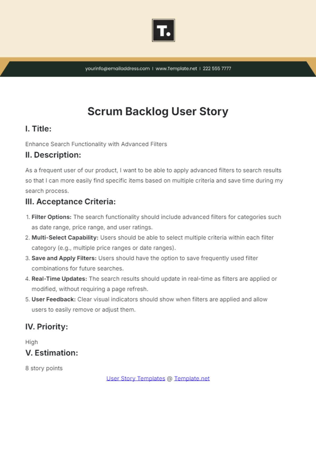 Scrum Backlog User Story Template - Edit Online & Download